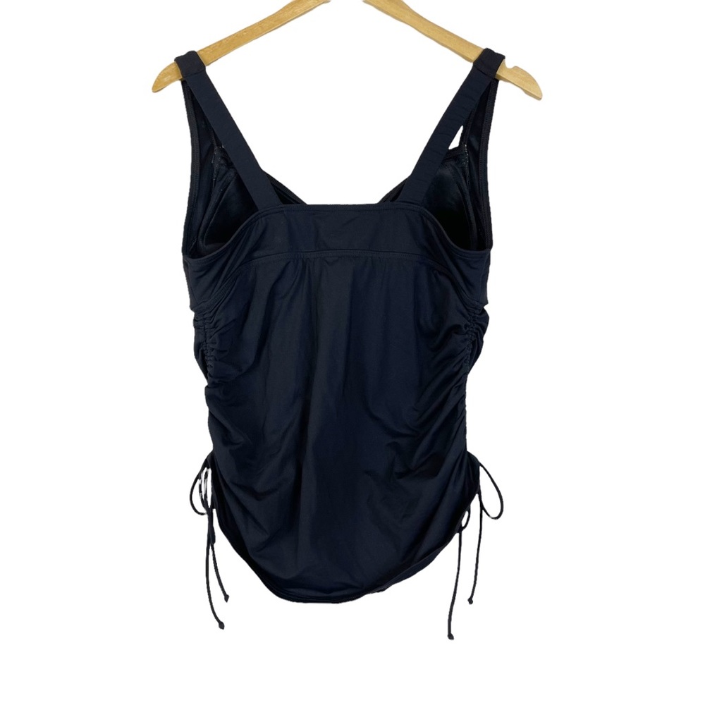Lands’ End Swimsuit Tankini Top Ruched Sides Padded Black - Picture 4 of 10